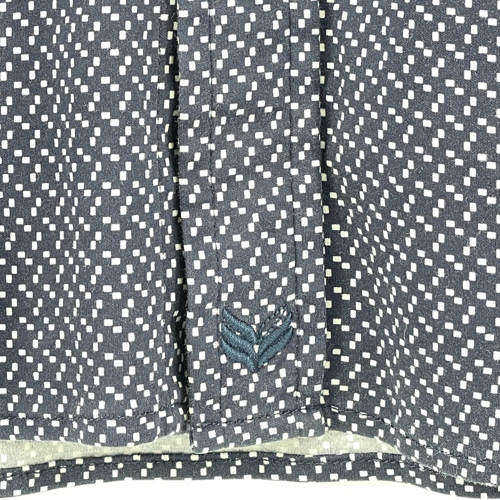 Butter Cloth Short Sleeve Button Down Shirt Mens L Navy Blue‎ White Geometric - Picture 6 of 8
